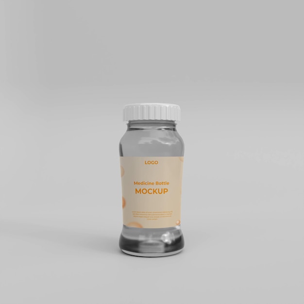 3d medicine glass jar mockup