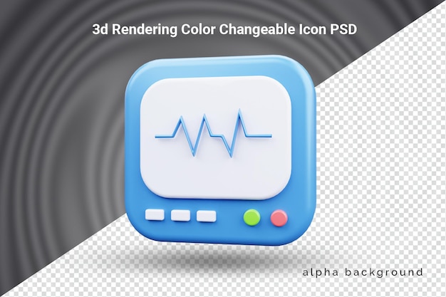 3d medisch ecg-machinepictogram