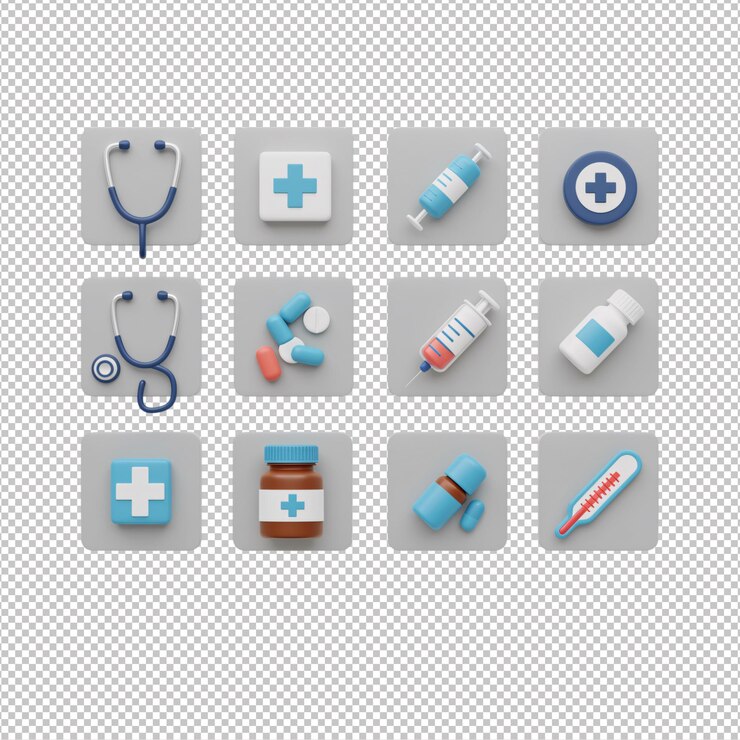 PSD 3d medische icoontjes set