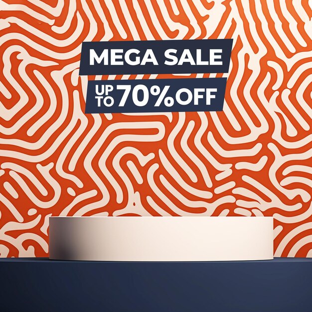 PSD 3d mega sale banner template promotion background