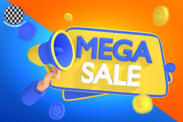 PSD 3d mega sale big sale cashback special sale promotion