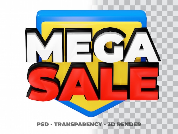 3D MEGA SALE OFFER WITH TRANSPARENCY BACKGROUND