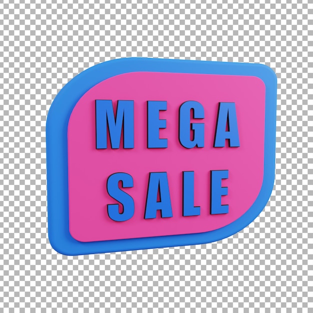 PSD 3d mega sale tag illustration premium design