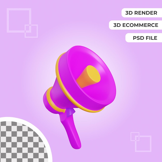 3d megaphone icon illustration isolated rendering