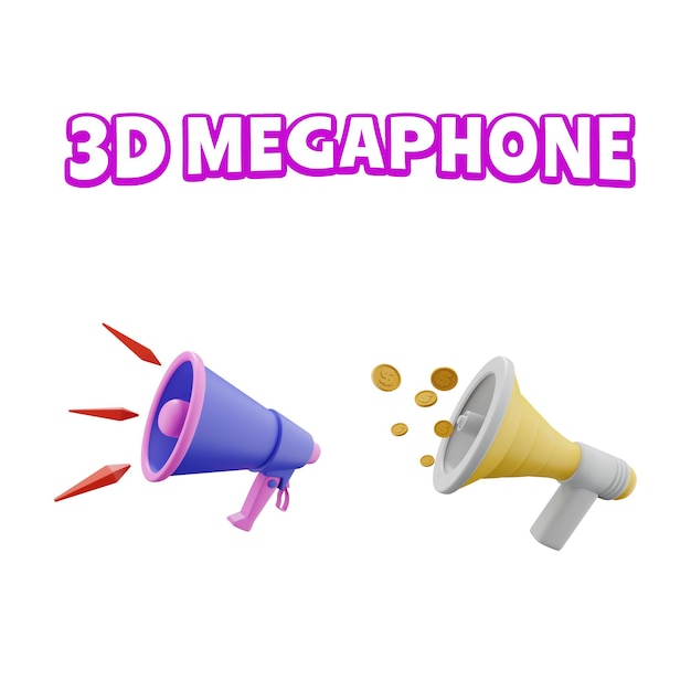 PSD illustrazione del megafono 3d informazioni commerciali