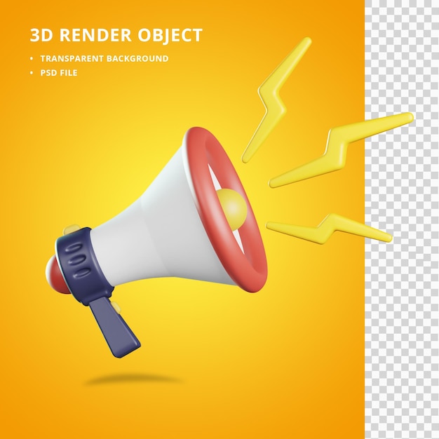 3D Megaphone Illustration  with Loudspeaker