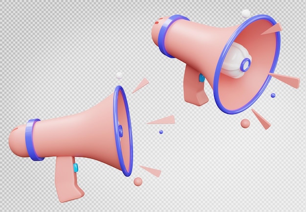 PSD 3d megaphone or loudspeaker isolated