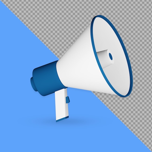 PSD 3d megaphone rendering isolated