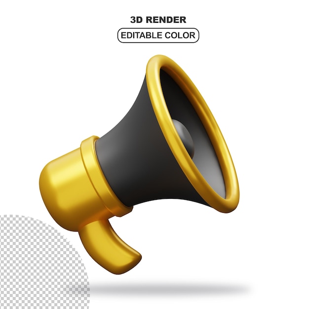 3d megaphone speaker with gold color