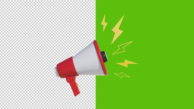 PSD 3d megaphone with transparent background