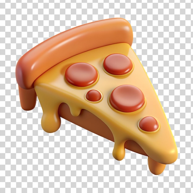 3d melted pizza slice isolated on transparent background