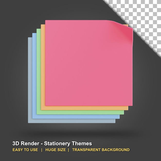 PSD Иллюстрация 3d memo notes с прозрачным фоном