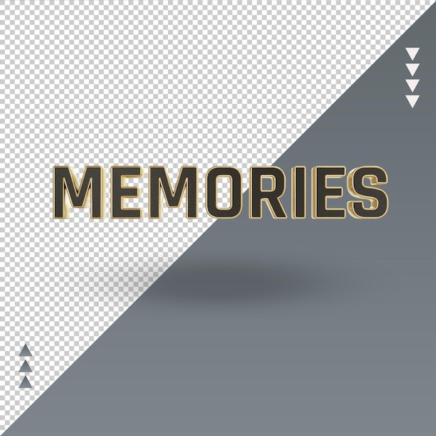 3d Memories Czarna Ikona Złota Renderująca Widok Z Przodu