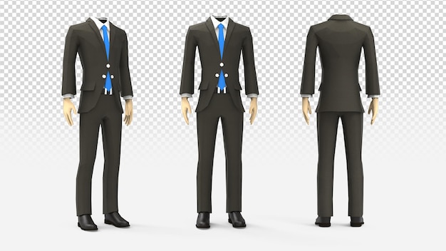 PSD 3d men suits on transparent background