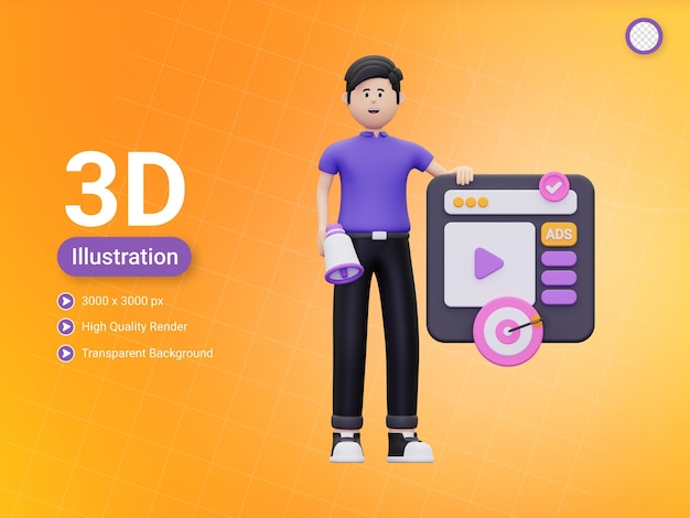 PSD 3d mens die website marketing illustratie doen