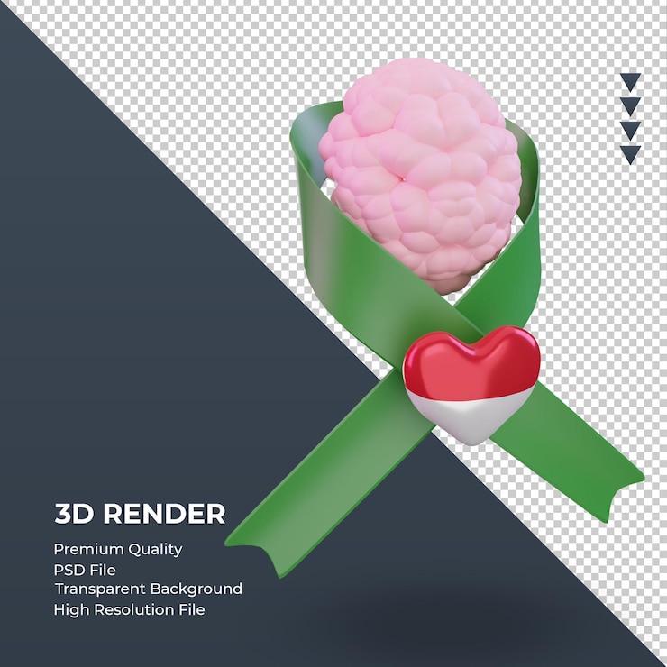 PSD 3d mental health day monaco flag rendering left view