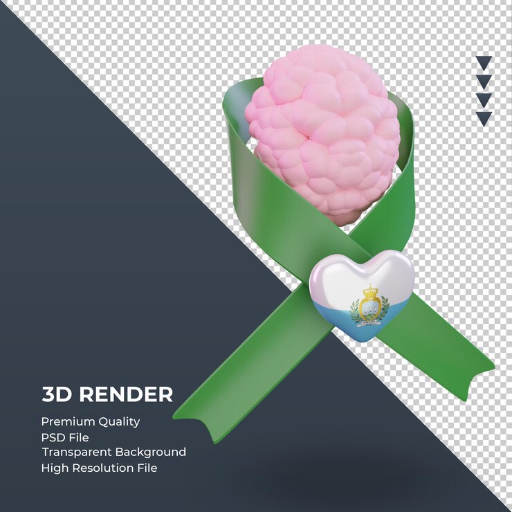 PSD 3d mental health day san marino flag rendering left view