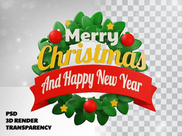 3d merry christmas design met transparantie achtergrond