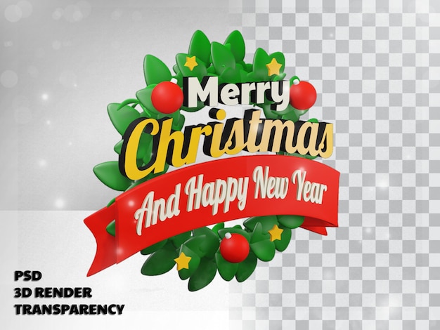 3d merry christmas design met transparantie achtergrond