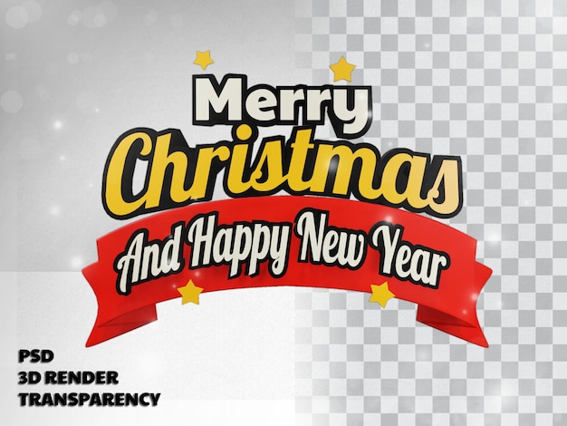 3d merry christmas design with transparency background