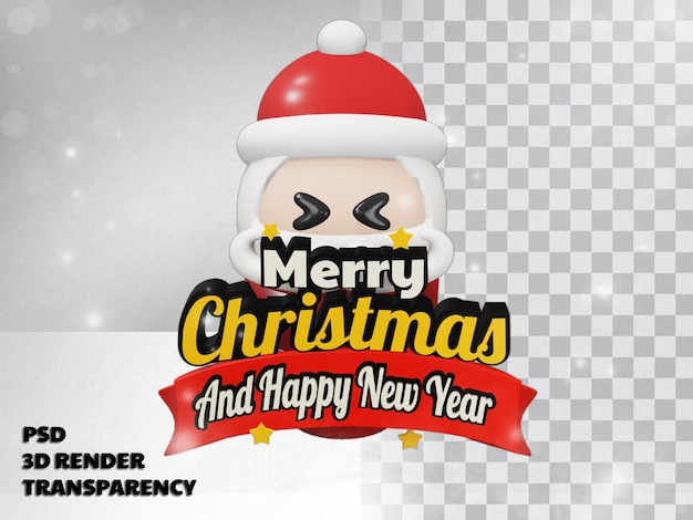 PSD 3d merry christmas design with transparency background