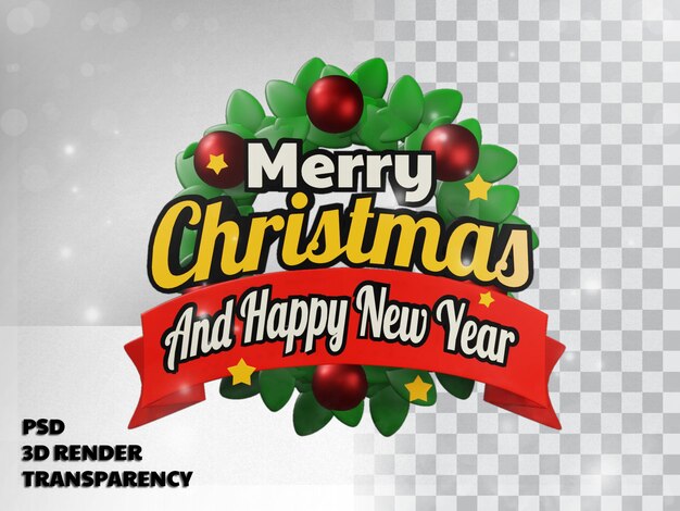 PSD design 3d buon natale con sfondo trasparente