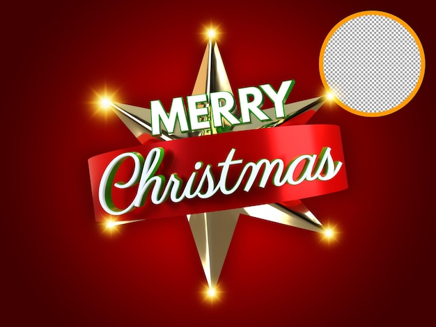 PSD 3d merry christmas with star premium psd