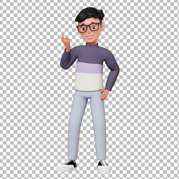 3d męska postać myśli coś