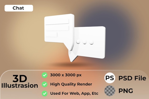 PSD 3d message icon illustration.