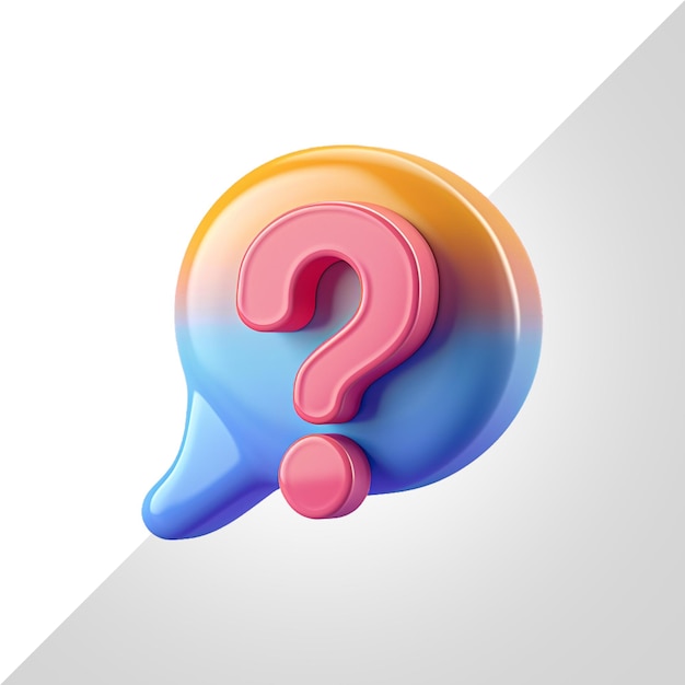 3d message speech bubble with question mark faq isolated on transparent background