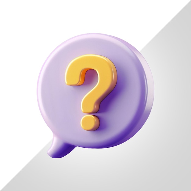 3d message speech bubble with question mark faq isolated on transparent background