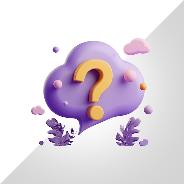 3D Message speech bubble with question mark FAQ isolated on transparent background