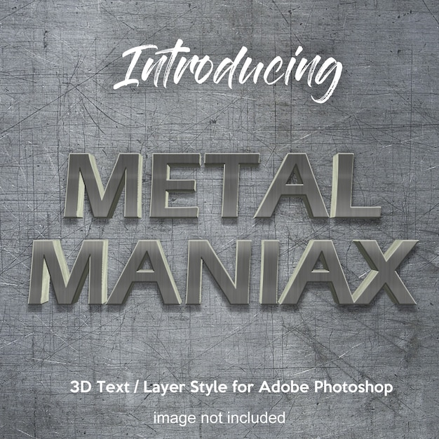 PSD 3d metal iron chrome effetti di testo in stile photoshop