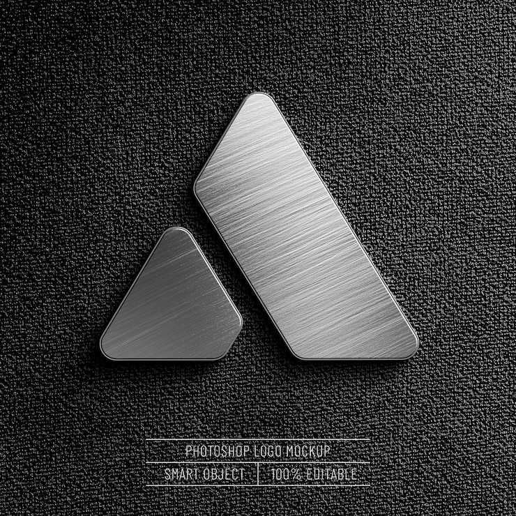 PSD 3d metal logo mockup na ciemnej tkaninie