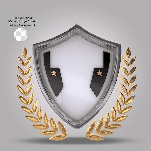 PSD 3d metal shield logo design