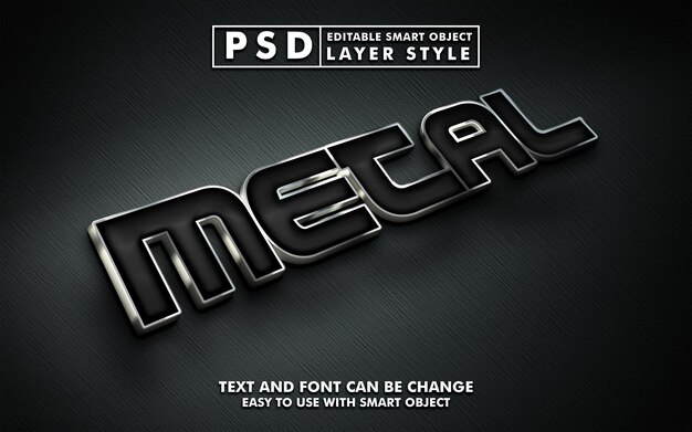 3d metal text effect. editable text effect with metal texture. psd mock up with smart object