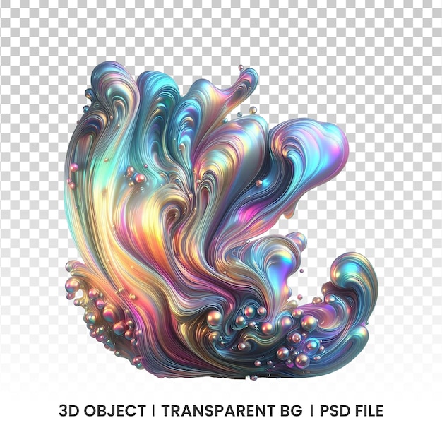 3d metalen iriserende vloeistof abstracte holografische vorm