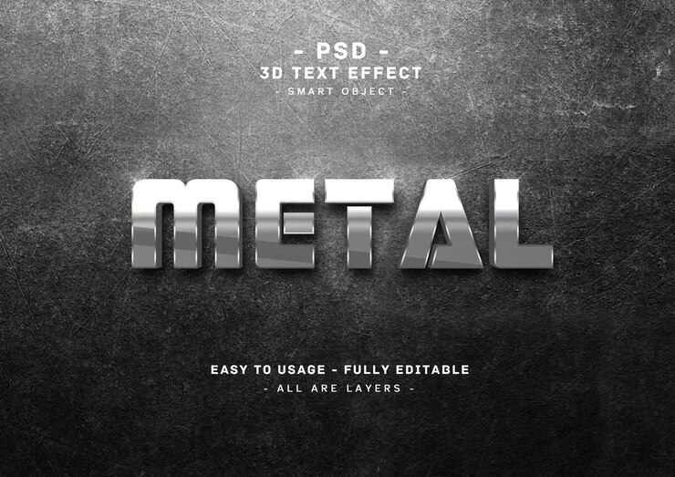 PSD 3d metalen tekststijl effect