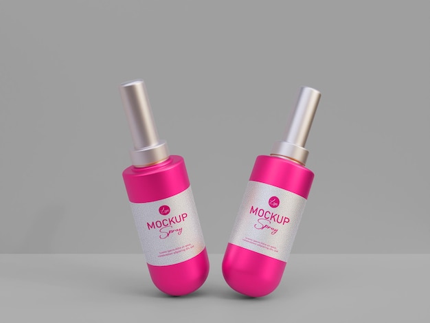 Mockup di flacone spray per profumo metallico 3d