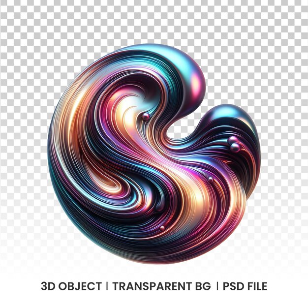 PSD 3d metaliczny płyn iridescentny abstrakcyjny kształt holograficzny