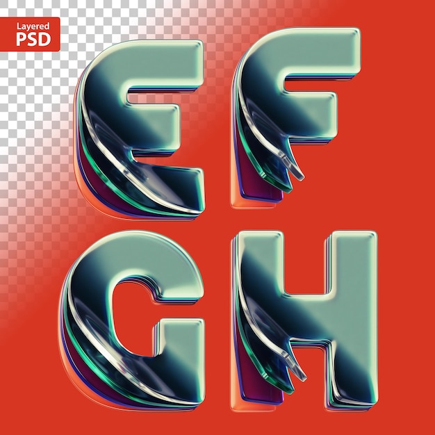 Тримерные буквы металлического алфавита E F G H