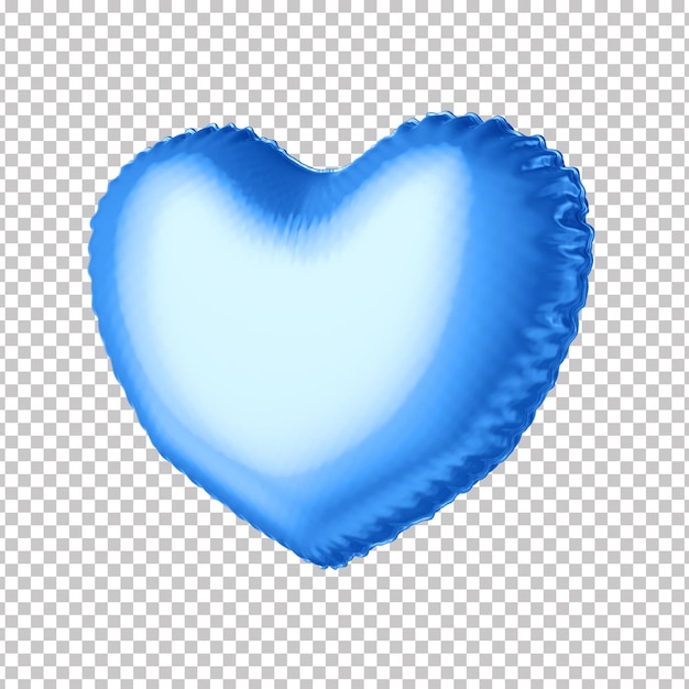 3d metallic blue heart shaped balloon with transparent background