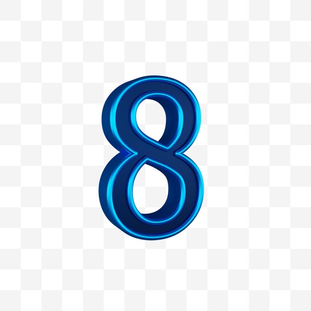 3d metallic blue number 8