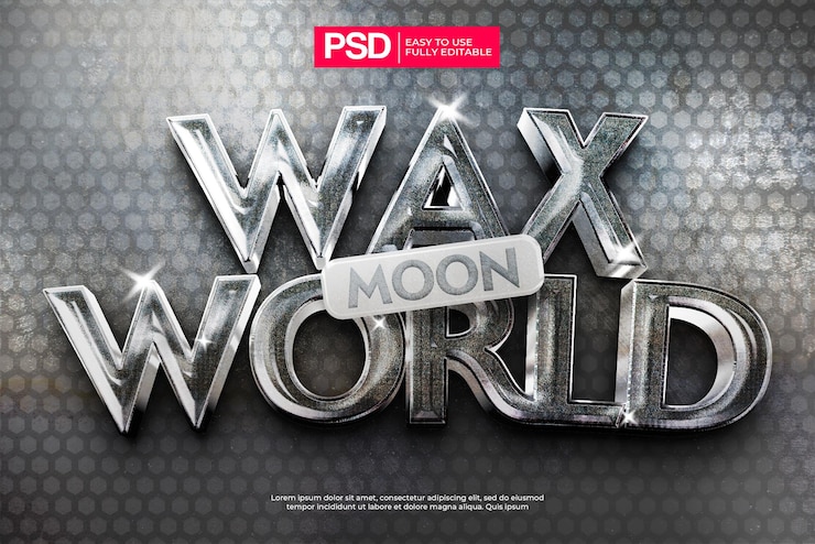PSD 3d metallic chroom bewerkbaar teksteffect