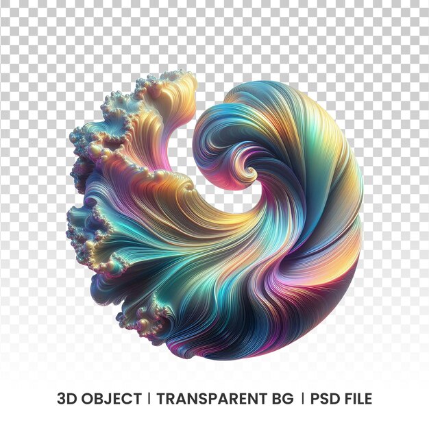 PSD 3d metallic iridescent fluid abstract holographic shape