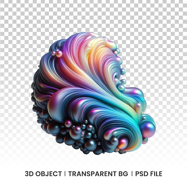 3d metallic iridescent fluid abstract holographic shape
