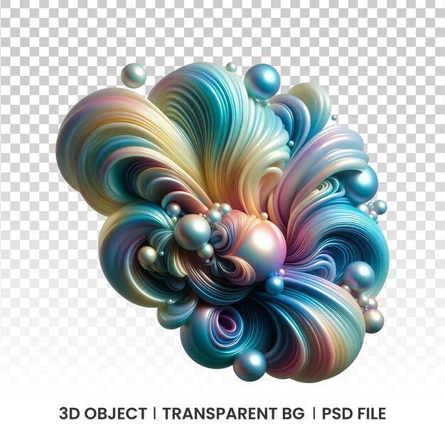 PSD fluido iridescente metallico 3d forma olografica astratta