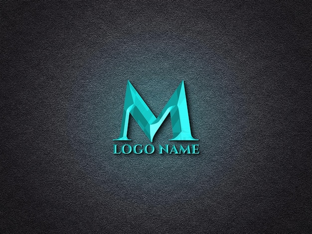 3d metallic neon logo mockup