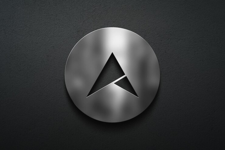 3d metallic silver logo mockup with black background