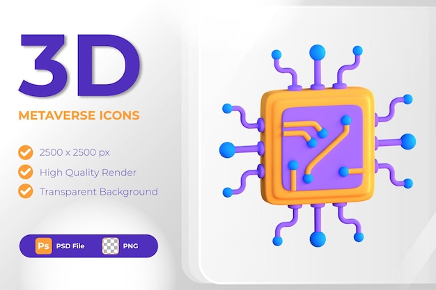 PSD 3d metaverse for 3d computer chip